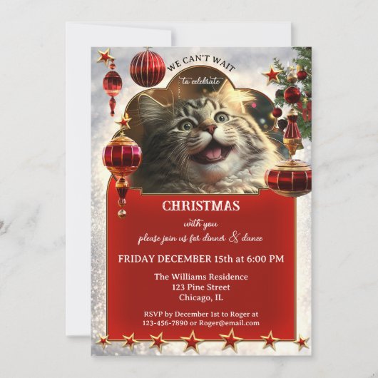 キャッおもしろいトフェスティバルクリスマスホリデー 招待状 (正面)