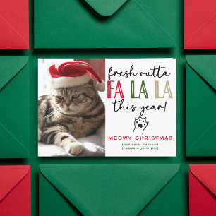 キャッおもしろいトフォトクリスマス写真カスタムユーモアのある シーズンカード