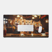 キャッおもしろいトフード食べ物を与えのステーションマット デスクマット (キーボード&マウス)