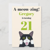 キャッおもしろいトプン21歳の誕生日パーティの招待状 招待状 (正面)