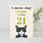 キャッおもしろいトプン21歳の誕生日パーティの招待状 招待状 (スタンド正面)