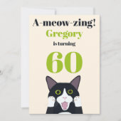 キャッおもしろいトプン60th誕生日パーティーの招待状 招待状 (正面)