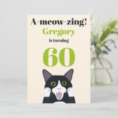 キャッおもしろいトプン60th誕生日パーティーの招待状 招待状 (スタンド正面)