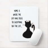 キャッおもしろいトヘア引用文カワイト黒猫シルエット マウスパッド (マウス)