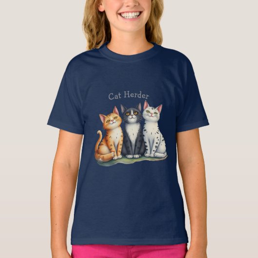 キャッおもしろいトヘルダーの猫好き Tシャツ (正面)