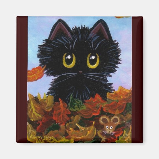 キャッおもしろいトマウス紅葉作成 マグネット (正面)