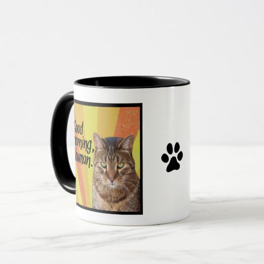 キャッおもしろいトマグ |ことわざ付き猫フォトマおもしろいグ マグカップ (正面左)