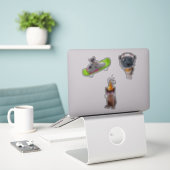 キャッおもしろいトミーム シール (デスク上のノートパソコン)