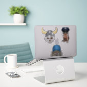 キャッおもしろいトミーム シール (デスク上のノートパソコン)