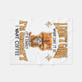 キャッおもしろいト不機嫌なコーヒー愛皮肉Cofが欲しい フリースブランケット (正面(横))