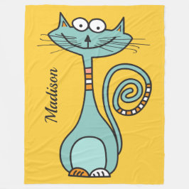 キャッおもしろいト名前をカスタムするとカラーフリースブランケット フリースブランケット
