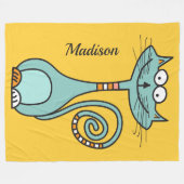 キャッおもしろいト名前をカスタムするとカラーフリースブランケット フリースブランケット (正面(横))