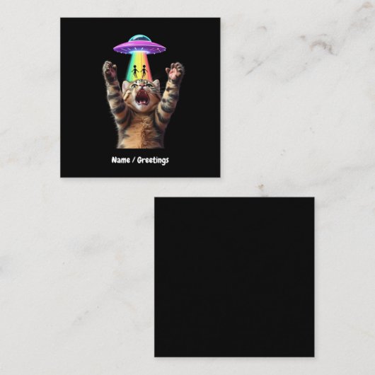 キャッおもしろいト自撮りエイリアンUFOカスタマイ笑わされるズ スクエア名刺 (正面/裏面)