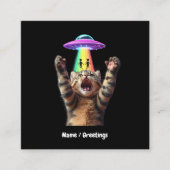 キャッおもしろいト自撮りエイリアンUFOカスタマイ笑わされるズ スクエア名刺 (正面)