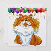 キャッおもしろいト誕生日任意のお祝い招待状 招待状 (正面/裏面)