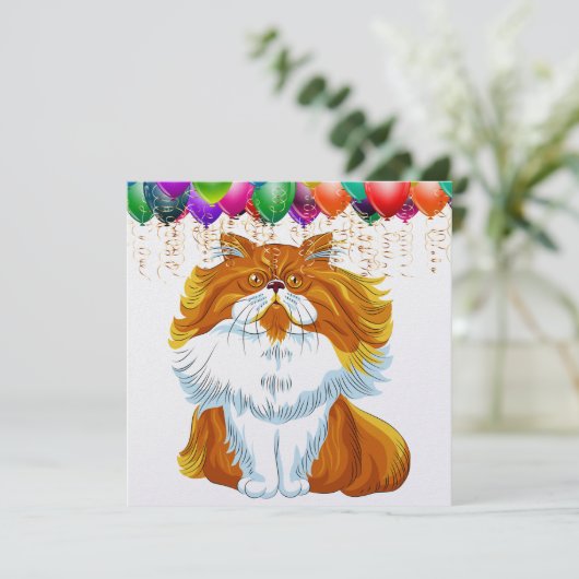 キャッおもしろいト誕生日任意のお祝い招待状 招待状 (スタンド正面)