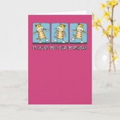 キャッおもしろいト踊り誕生日 カード (黄色い花)