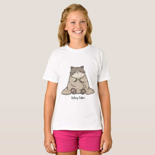 キャッおもしろいト転がレイ – キャッお洒落トデザイン Tシャツ (正面フル)