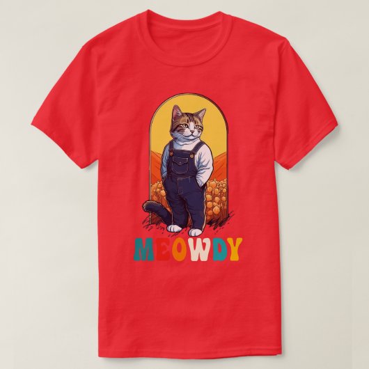 キャッおもしろいト農家ミームモウハウディメーディ Tシャツ (デザイン正面)