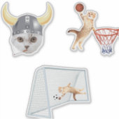 キャッおもしろいト遊バスケットボール シール (正面)