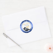 キャッおもしろいト金ゴールド(ユダヤ教)メノラードライデルヘブライ語ハヌカー ラウンドシール (封筒)