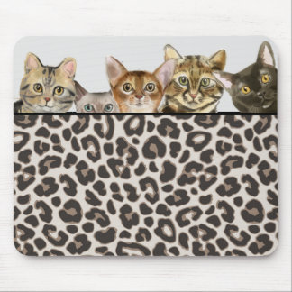 キャッおもしろいト顔オンLeopardプリントマウスパッド マウスパッド