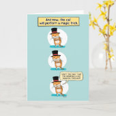 キャッおもしろいト魔法トリック誕生日 カード (黄色い花)