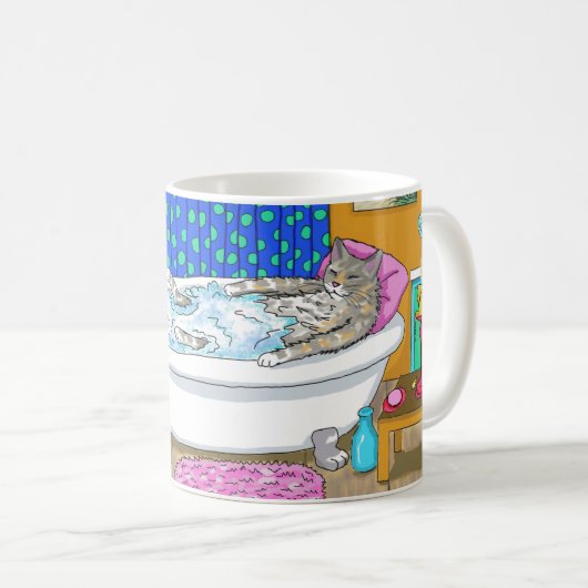 キャッおもしろいト・イン・バス665 コーヒーマグカップ (正面右)