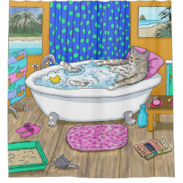 キャッおもしろいト・イン・バス665 シャワーカーテン