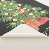 キャッおもしろいト&クリスマスツリーメリーのジャンプ！ブラック シェルパブランケット (3/4)