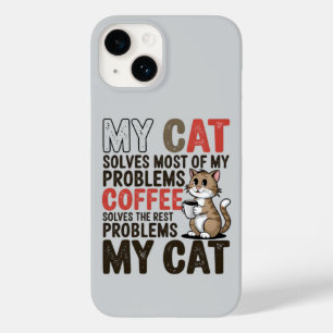 キャッおもしろいト&コーヒー好き:私のキャットは解決 Case-Mate iPhone 14ケース
