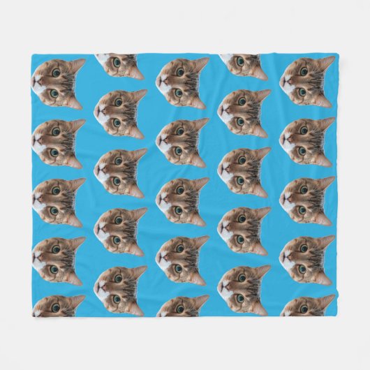 キャッおもしろいパーソナライズされたト顔フリースブランケット フリースブランケット (正面(横))