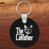 キャッおもしろいファーキャットパパファーズデイムービープンパパ キーホルダー (正面)