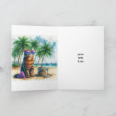 キャッおもしろいプ「幸せになれ」猫折りグリーティングカード カード (内部)