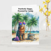 キャッおもしろいプ「幸せになれ」猫折りグリーティングカード カード (黄色い花)