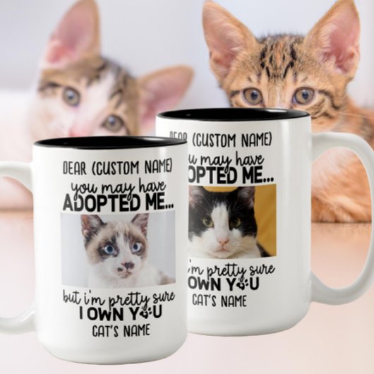 キャッおもしろい親愛トことわざ |カスタム猫の写真と名前 ツートーンマグカップ