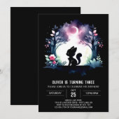 キャッお洒落エレガントト誕生日 招待状 (正面/裏面)