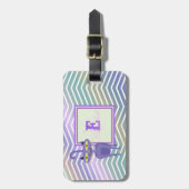キャッお洒落トシェブロン・ジグザグモノグラムパーソナライズされた ラゲッジタグ (正面縦)