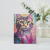 キャッお洒落トポートレート抽象芸術モダンアート ポストカード (スタンド正面)