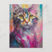 キャッお洒落トポートレート抽象芸術モダンアート ポストカード (正面)