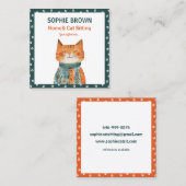 キャッお洒落トポーパターンホーム&キャットシッティング スクエア名刺 (正面/裏面)