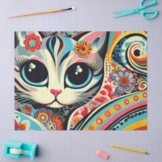 キャッお洒落トメキシコフォークアートデコップページ 薄葉紙 (クラフト)