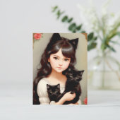 キャッお洒落トレディ – ヴィンテージ絵画ズ。ポストカード ポストカード (スタンド正面)