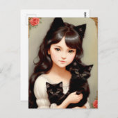 キャッお洒落トレディ – ヴィンテージ絵画ズ。ポストカード ポストカード (正面/裏面)