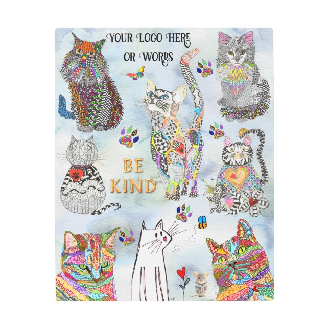 キャッお洒落ト詰めカスタム合わせメタルウォールアート メタルプリント (正面)