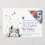 キャッお洒落ト誕生日招待状 招待状 (正面/裏面)