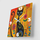 キャッお洒落ト スクエア壁時計 (傾斜)