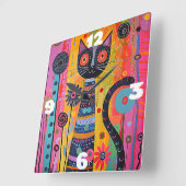 キャッお洒落ト スクエア壁時計 (傾斜)