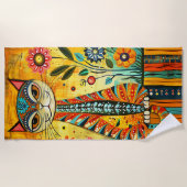 キャッお洒落ト ビーチタオル (正面)