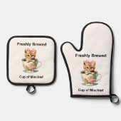 キャッお洒落ト 鍋つかみ&鍋敷きセット (正面)